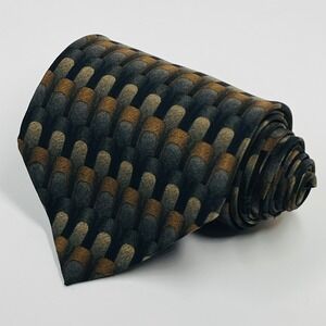 Dancing Bear Grateful Dead Tie Men's  Bronze Gold Silk Geometric Scallop Necktie